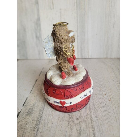 Vintage Valentine AS IS windup music box bear cupid heart home decor - Picture 5 of 11